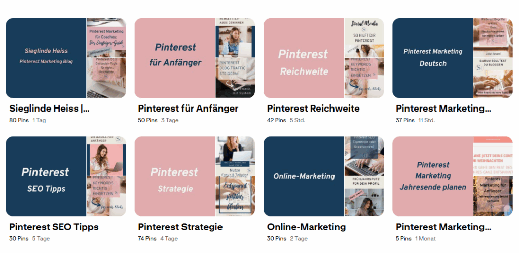 Pinterest Boards mit Cover Bilder